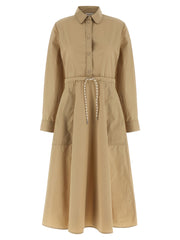 Women's Beige Polyester Long Dress