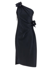 Women's Black Polyamide Midi Dress