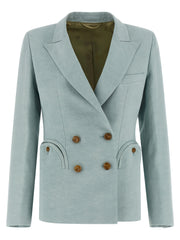 Women's Blue Silk Blazer Clothing