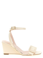 Women's White Calfskin Wedge Sandals