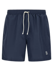 Men's Blue Polyester Swim Shorts