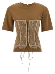Women's Brown Viscose T-Shirt