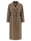 Women's Brown Virgin Wool Coat Clothing