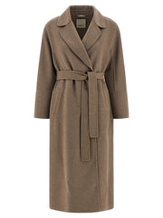 Women's Brown Virgin Wool Coat Clothing