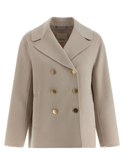 Women's Beige Virgin Wool Biker Jacket Clothing
