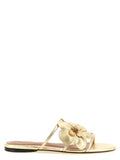 Women's Gold Leather Slides Shoe