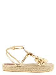 Women's Gold Leather Flat Sandals
