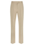 Women's Beige Cotton Cropped Pants