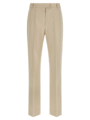 Women's Beige Cotton Cropped Pants