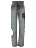 Women's Gray Cotton Straight-Leg Jeans Clothing
