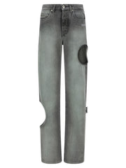 Women's Gray Cotton Straight-Leg Jeans Clothing