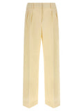 Women's Beige Cotton Dress Pants
