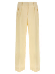 Women's Beige Cotton Dress Pants