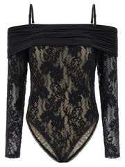 Women's Black Polyamide Bodysuit Clothing