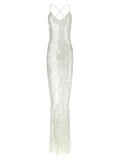 Women's White Polyamide Long Dress