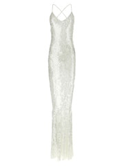 Women's White Polyamide Long Dress