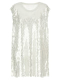 Women's White Polyamide Tank Tops