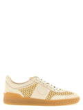 Women's Beige Calfskin Low Top Sneakers