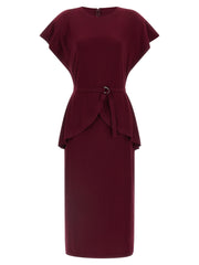 Women's Bordeaux Polyester Midi Dress
