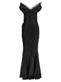 Women's Black Polyester Long Dress