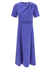Women's Blue Polyester Midi Dress