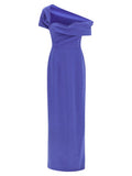 Women's Blue Polyester Long Dress