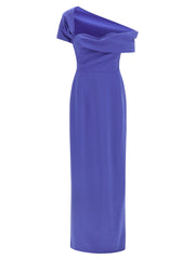 Women's Blue Polyester Long Dress