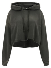 Women's Gray Cotton Hoodie Clothing