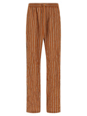Men's Brown Viscose Casual Pants