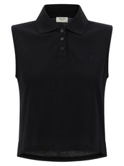 Women's Black Cotton Polo Shirt