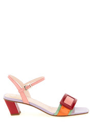 Women's Sandal Multicolor Calfskin Leather Heels