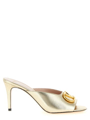 Women's Metallic Goatskin Stiletto Mule Gold Goat Leather