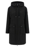 Women's Black Polyester Parka Clothing