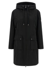 Women's Black Polyester Parka Clothing