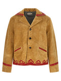 Men's Beige Cowhide Leather Jacket Clothing