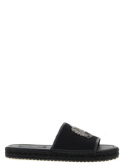 Men's Black Cotton Slides Shoe