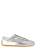 Women's Silver Leather Athletic Sneakers