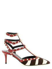 Women's Rockstud Heel Red Calfskin Leather