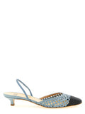 Women's Two-Tone Crocheted Goat Leather Slingback Heel Blue