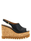 Women's Black Polyurethane Wedge Sandals