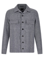 Men's Blue Linen Blouse