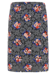 Women's Gray Cotton Midi Skirt