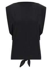 Women's Black Paper Sleeveles T-Shirt
