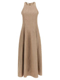 Women's Beige Linen Long Dress