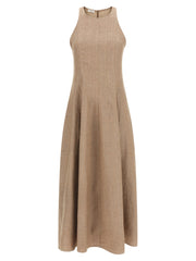Women's Beige Linen Long Dress