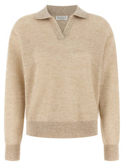 Women's Gold Wool Polo Shirt