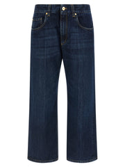 Women's Blue Cotton Cropped Jeans Clothing
