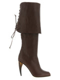 Women's Brown Lamb Leather Over The Knee Shoe