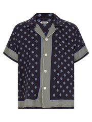 Men's Blue Silk Blouse