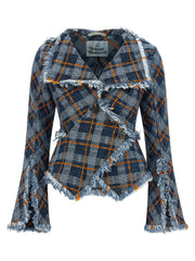 Women's Blue Cotton Blazer Clothing